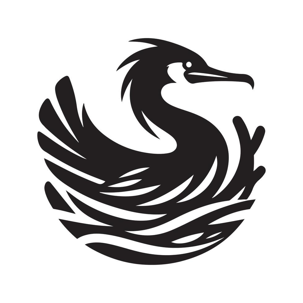 Abstract Double Crested Cormorant Silhouette for Designers vector