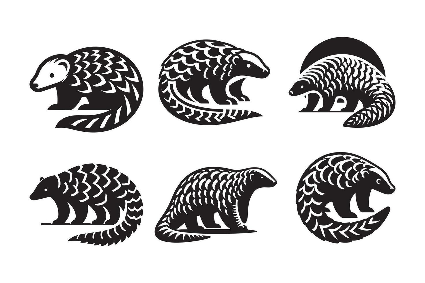 Pangolins Silhouette for Creative Work vector
