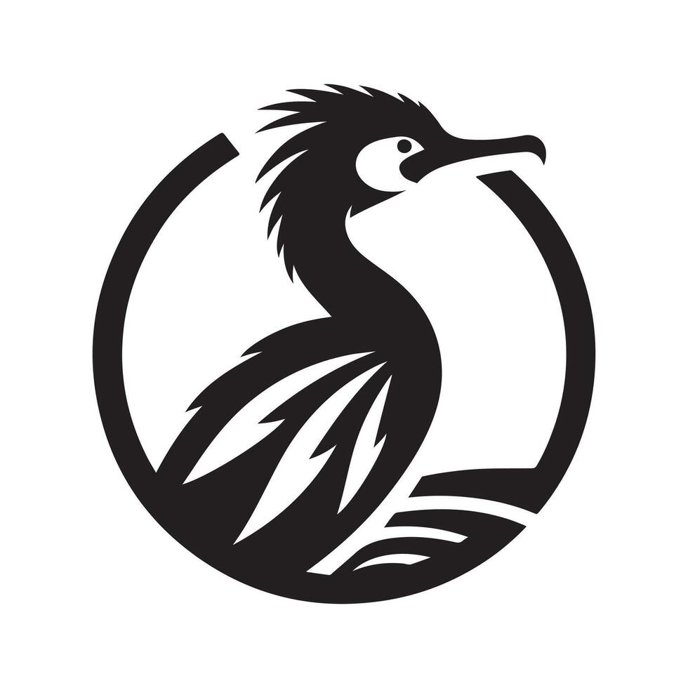 Clean Double Crested Cormorant Black Silhouette vector