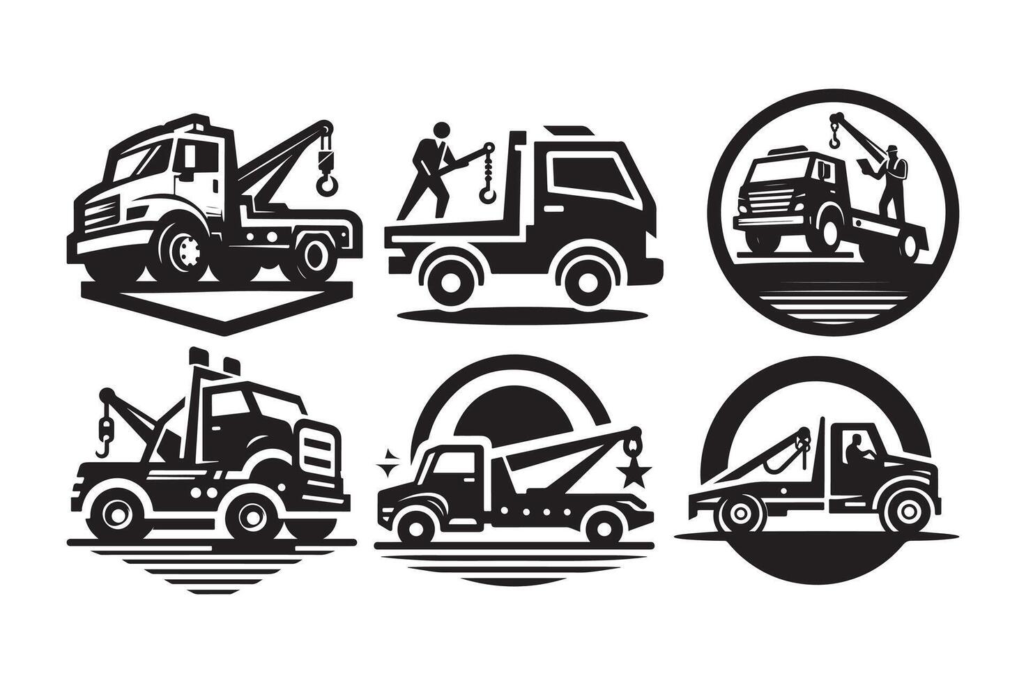 Tow Truck Silhouette for Fleet Management vector