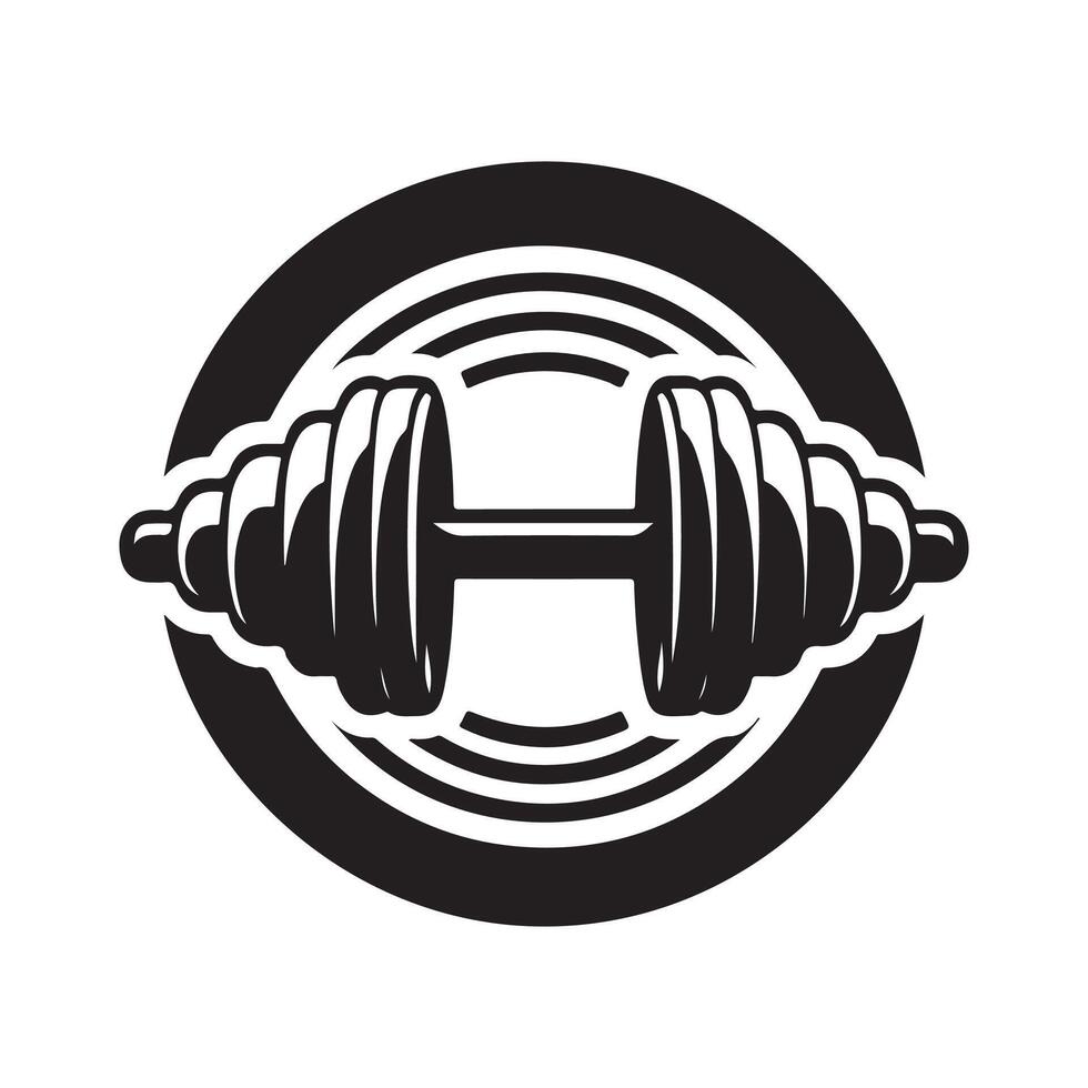 Barbell Silhouette for Sports Apparel Designs vector