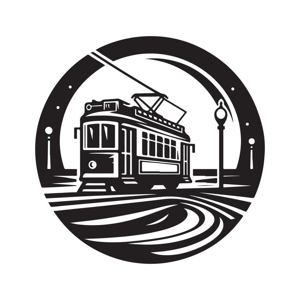 Tram Silhouette for City Travel Graphics vector