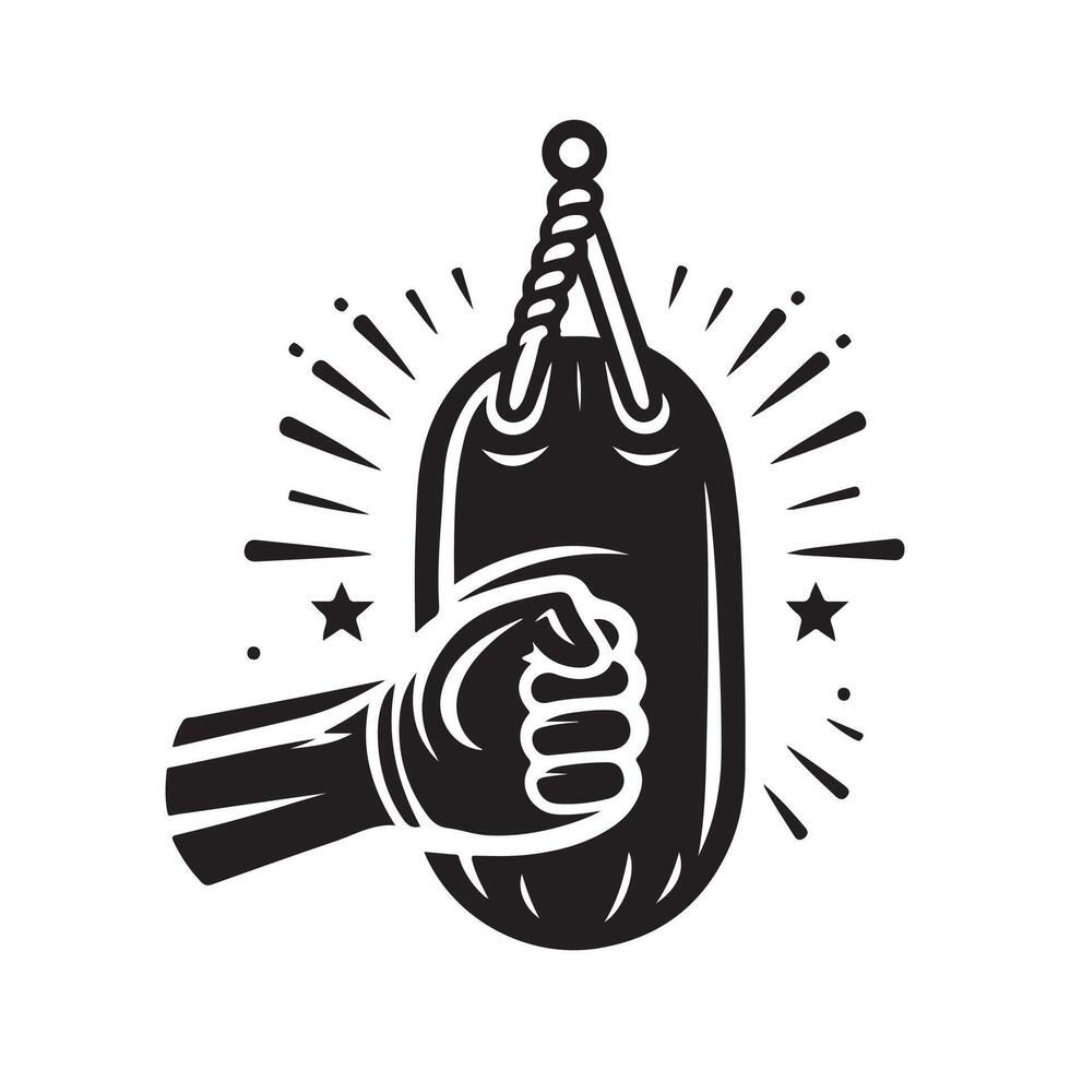 Dynamic Punching Bag Silhouette for Graphics vector