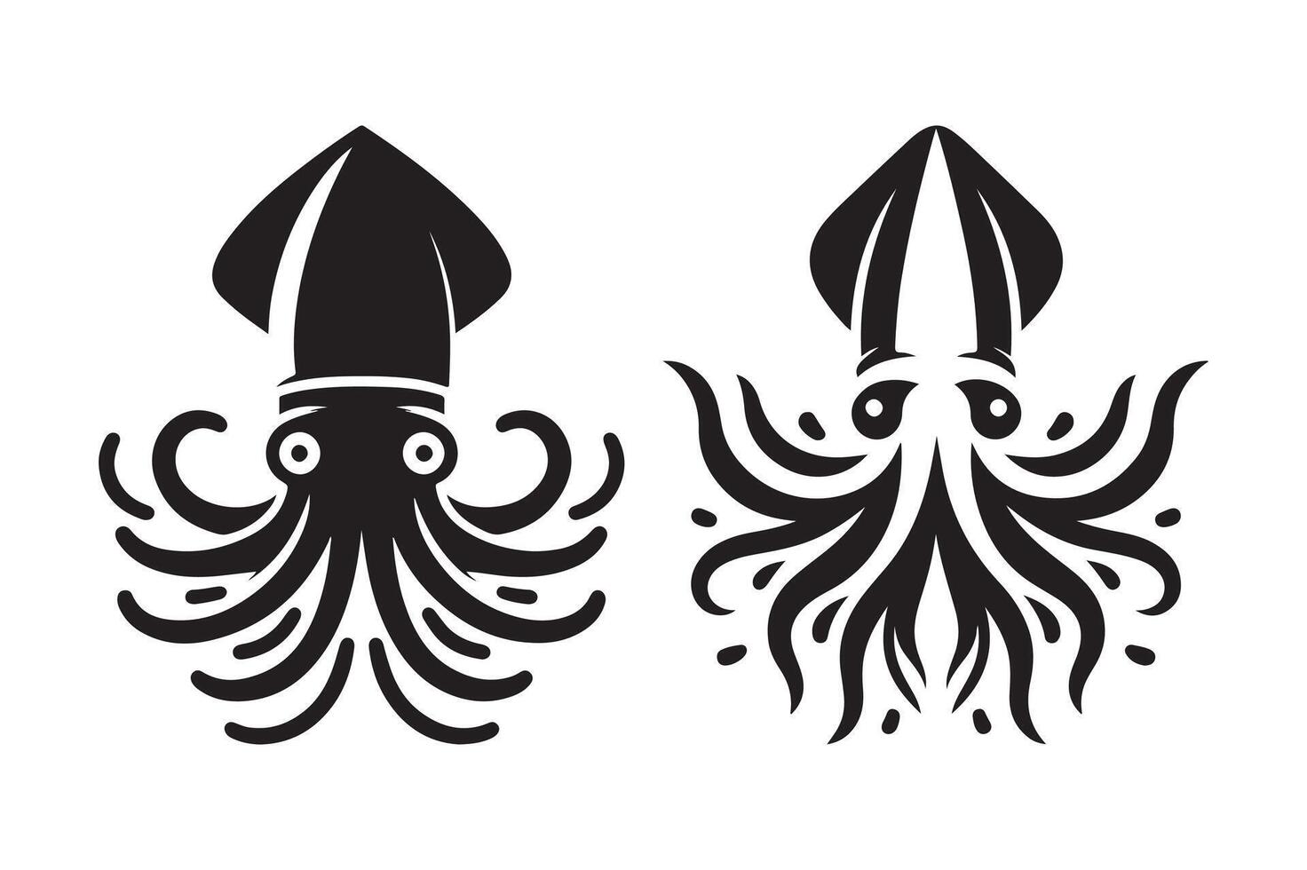 High Quality Squid Silhouette for Digital Use vector