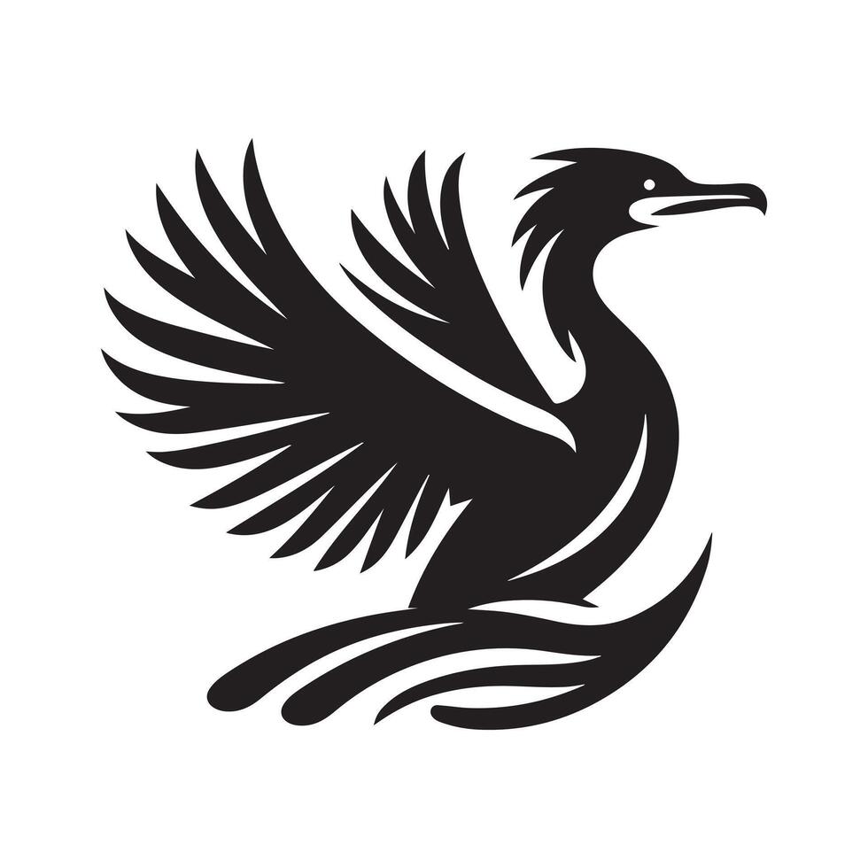 Double Crested Cormorant Silhouette for T-shirt Design vector