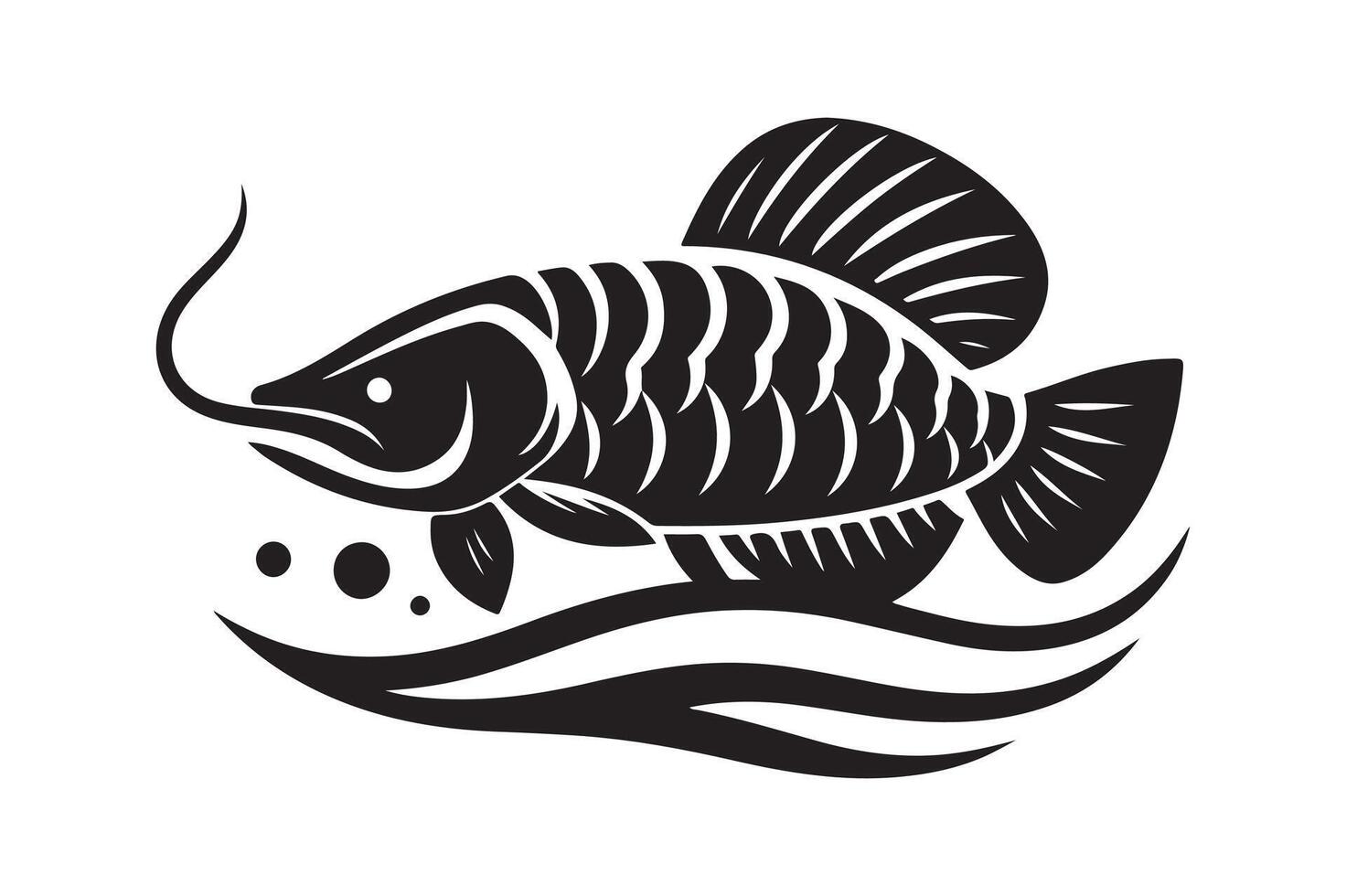 Arowana Fish Silhouette for Logos and More vector