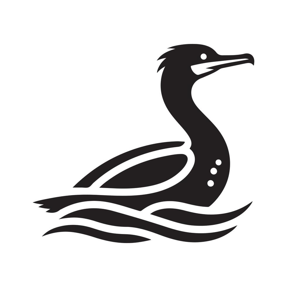 Double Crested Cormorant Black Silhouette for Websites vector