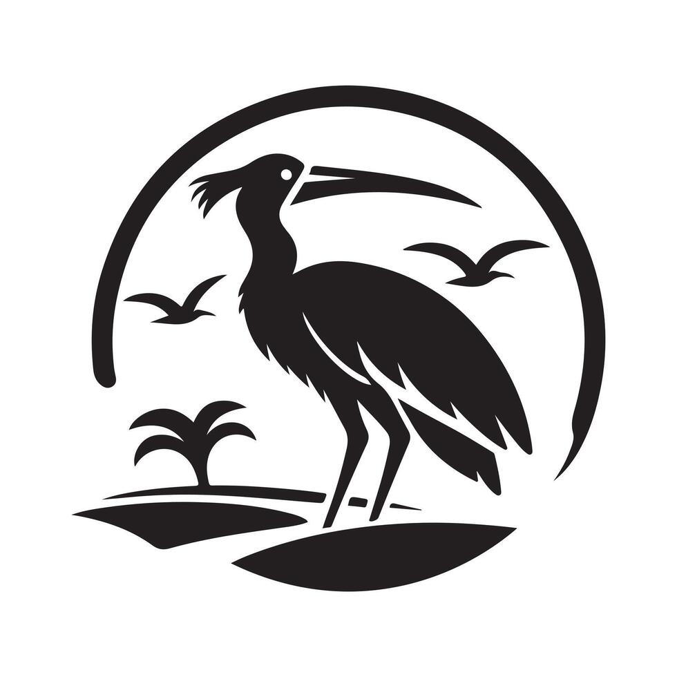 Clean Jabiru Bird Silhouette for Visual Projects vector