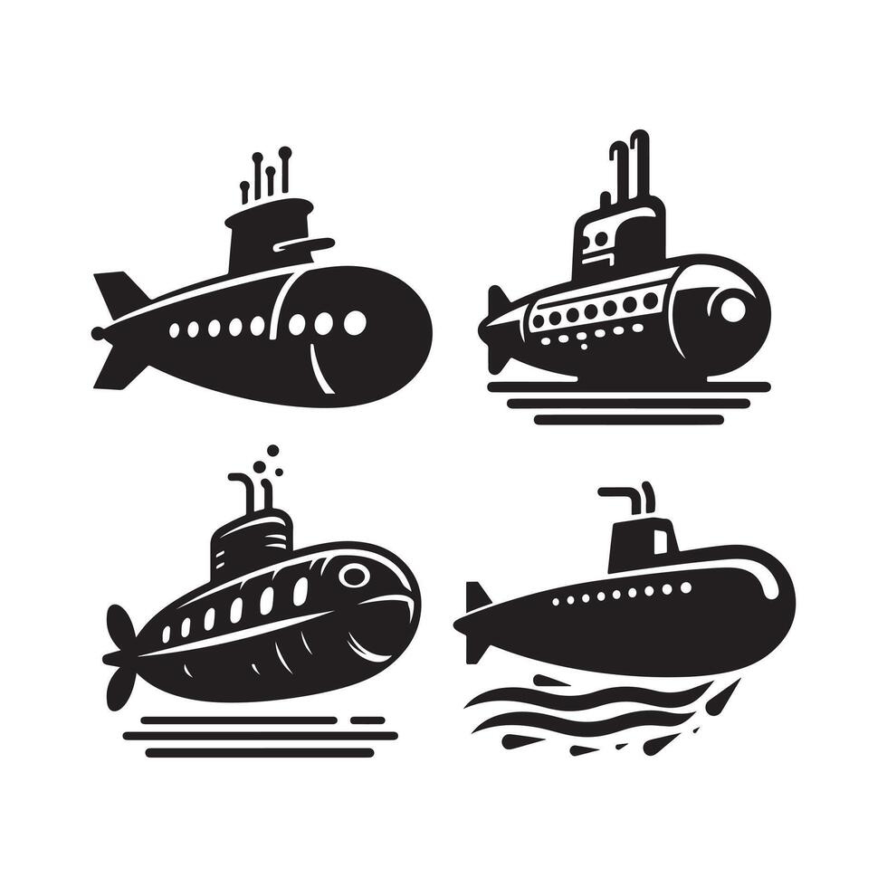 Classic Submarine Silhouette for Illustrations vector