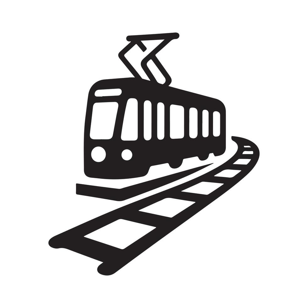 Vintage Tram Silhouette for Creative Work vector
