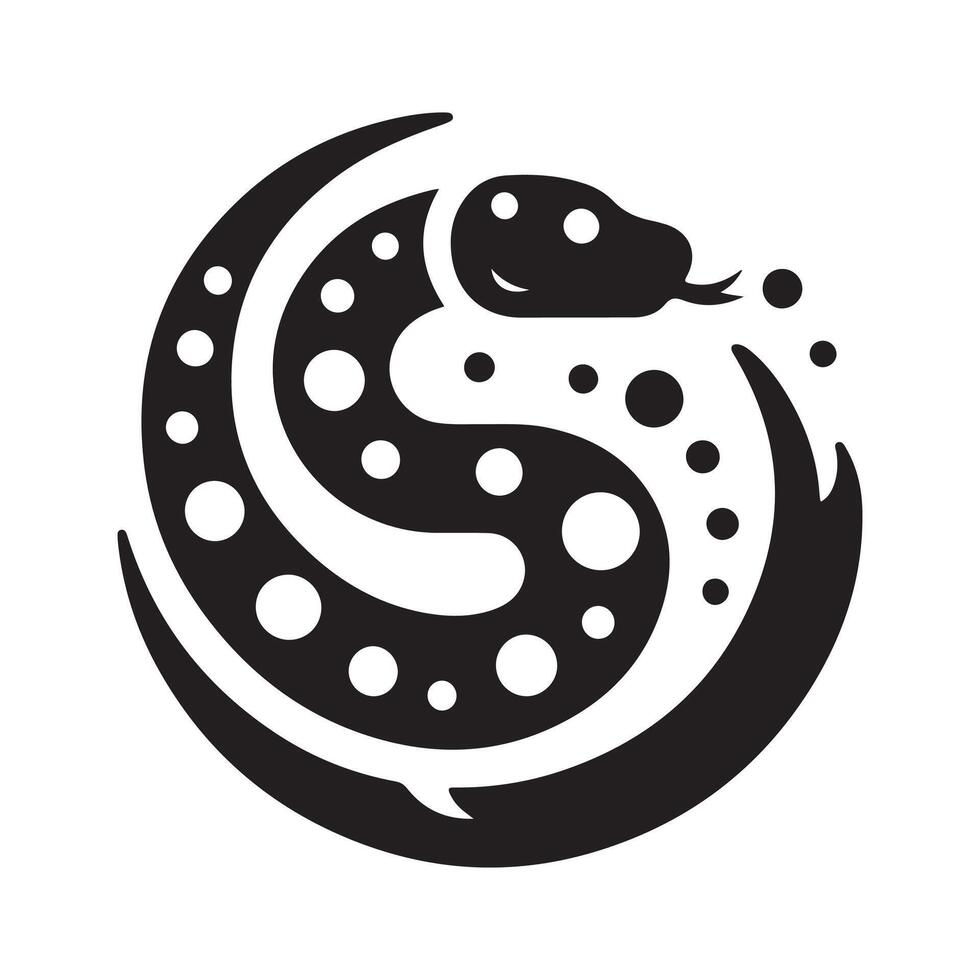 Stylish Spotted Bush Snake Silhouette Art vector