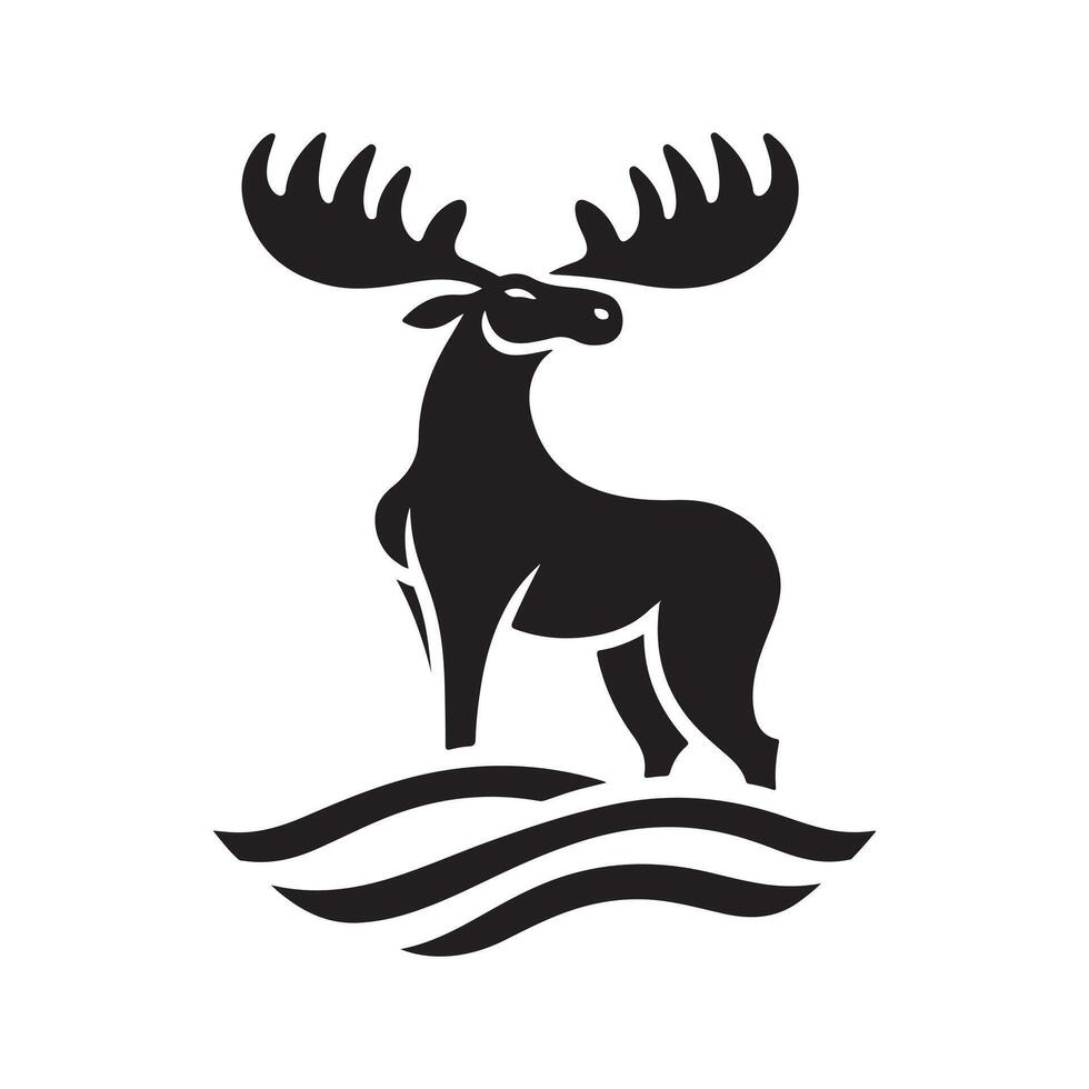 Artistic of Female Moose in Black vectors