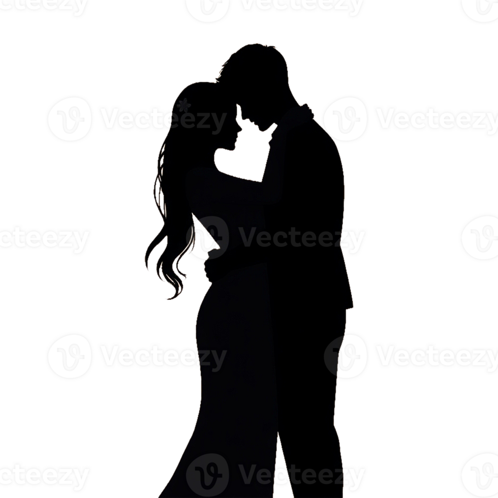 silhouette of a bride and groom on a transparent background png