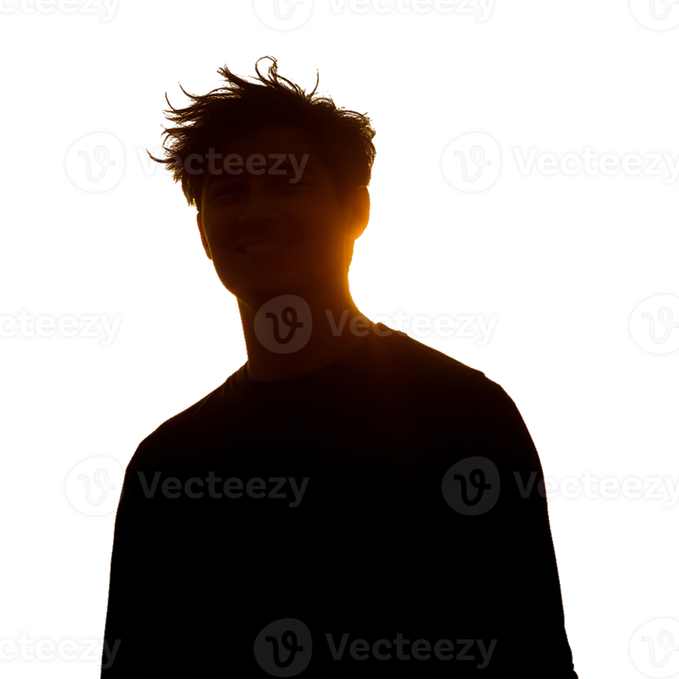 a silhouette of a man standing in front of a transparent background png