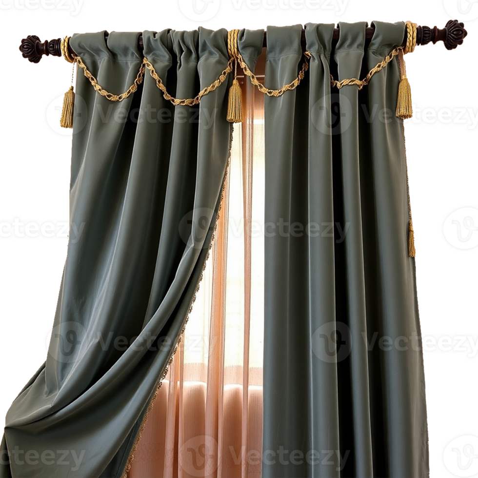 a curtain with a gold chain hanging from it transparent background png
