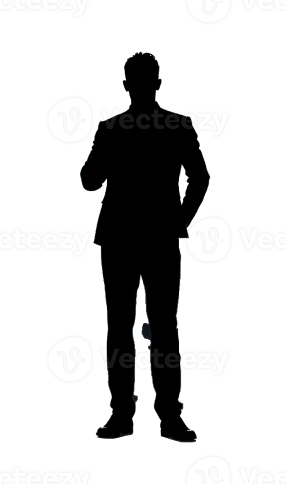 silhouette of a man in a suit standing with his hands on his hips png