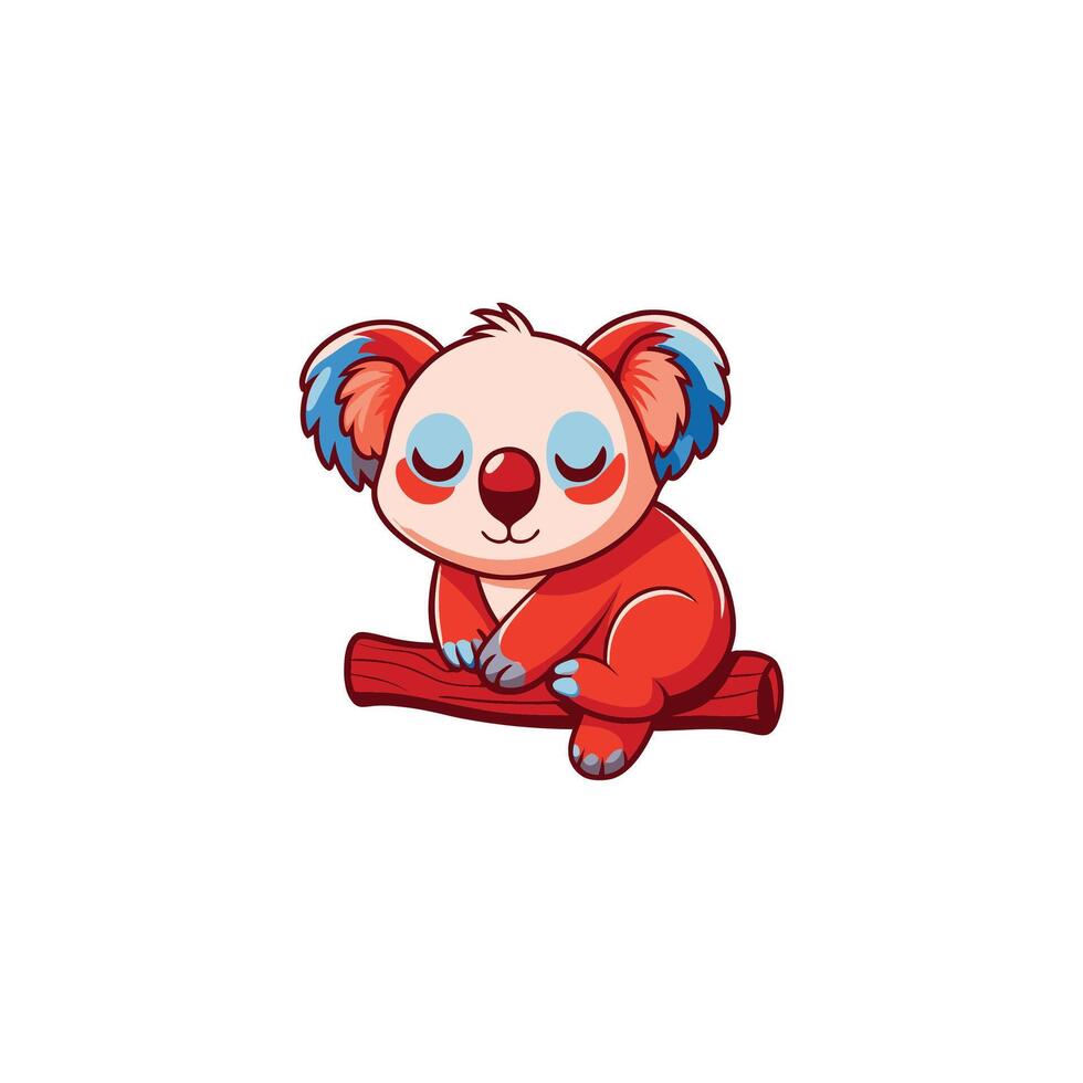 Cute Koala Sleeping Cartoon Illustration. vector