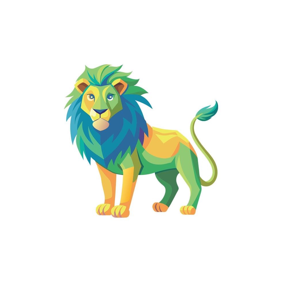 Cute Lion Roaring Cartoon Icon Illustration Animal Nature Icon Concept Isolated Premium Flat vector