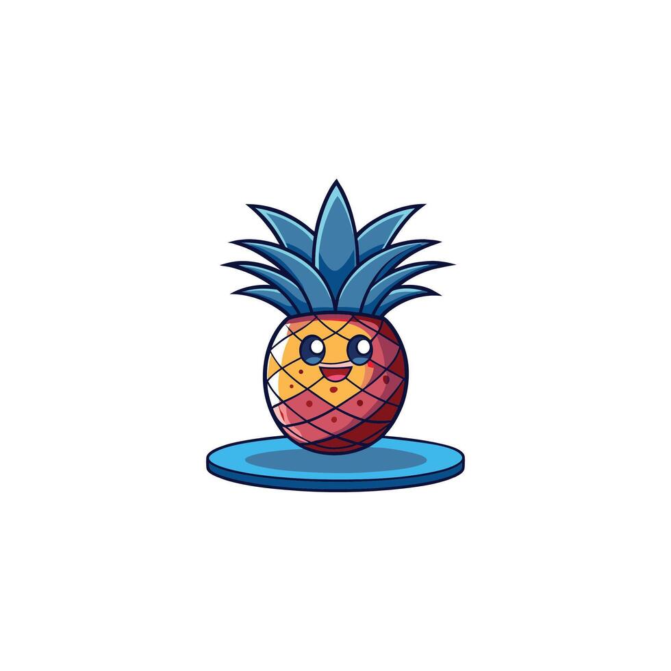 Floating Pineapple Cartoon Icon Illustration Food Nature Icon Concept Isolated Premium vector