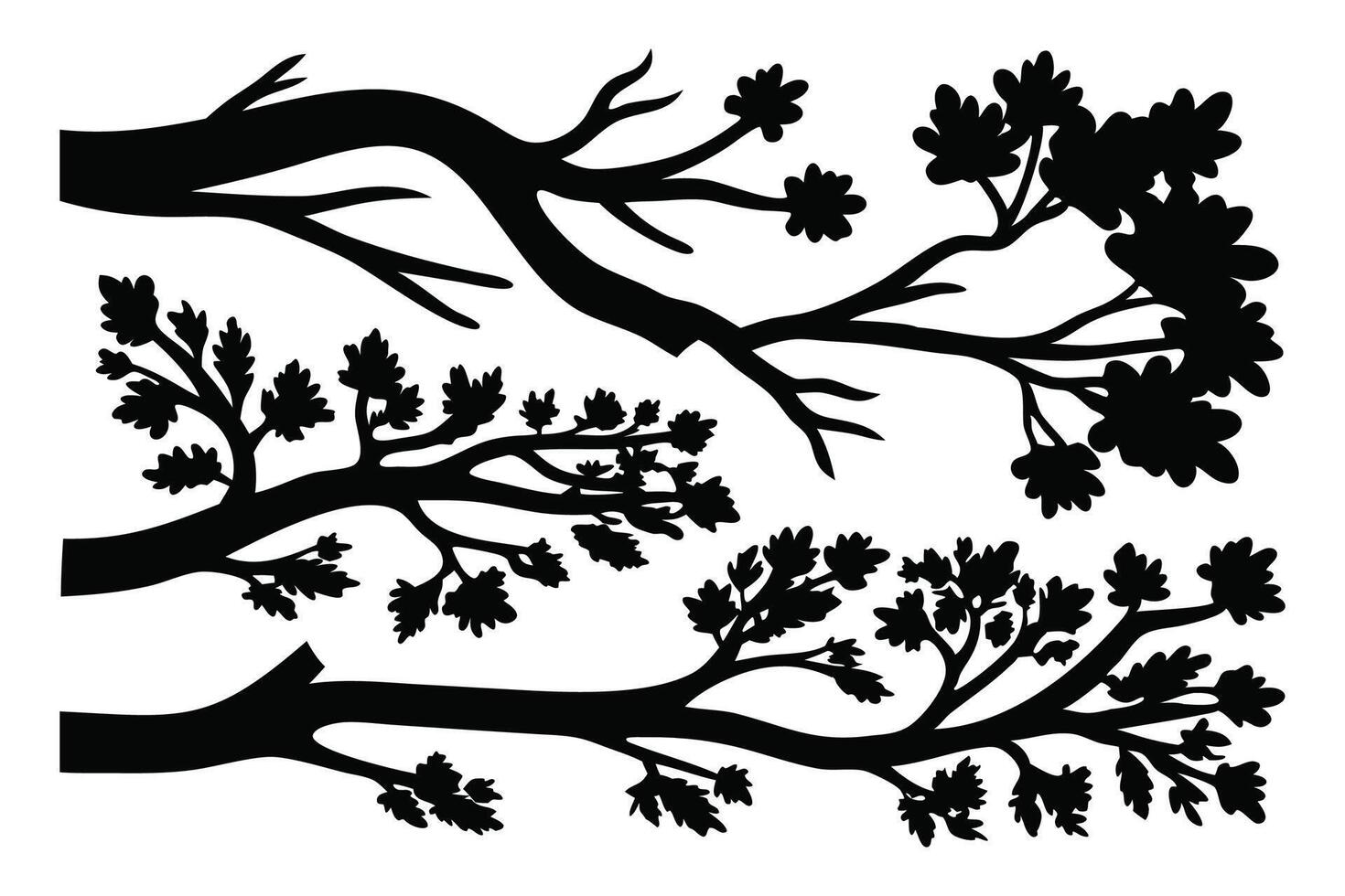 Tree branch silhouettes set isolated flat illustration on white background vector