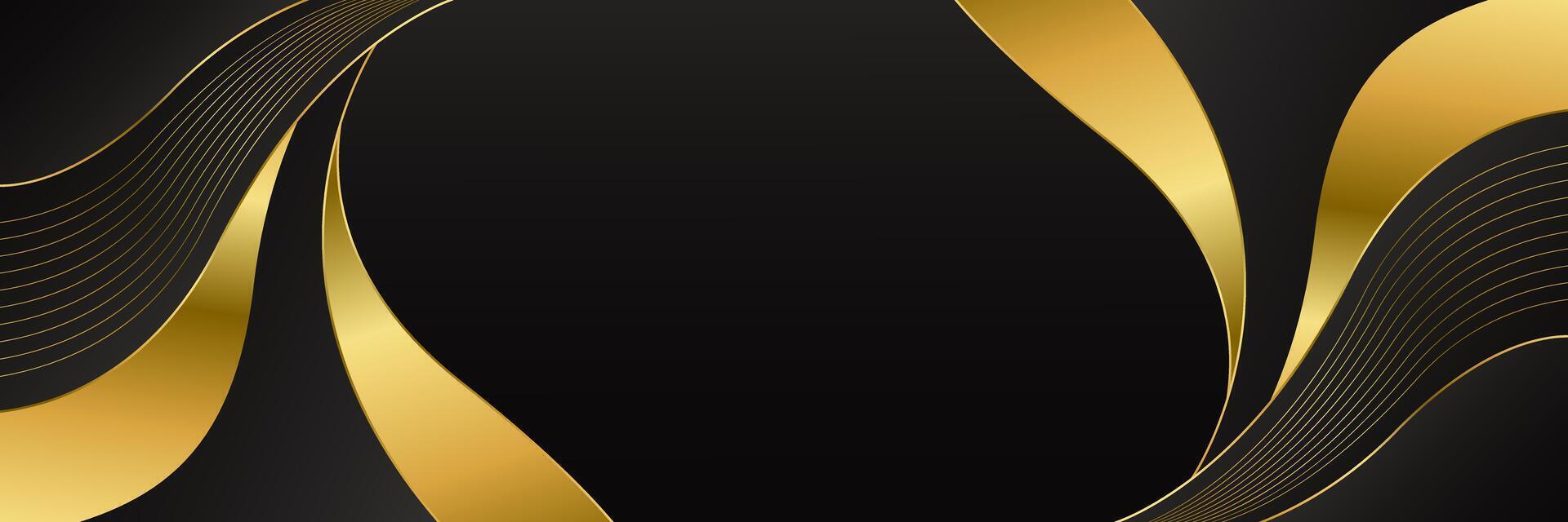 Abstract black and gold banner background, luxury design elements vector