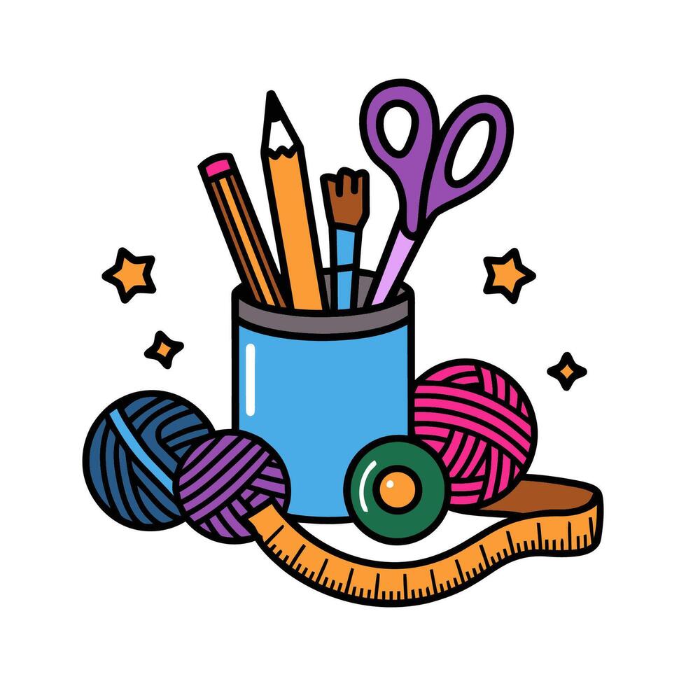 Craft Supplies for DIY Projects Icons vector