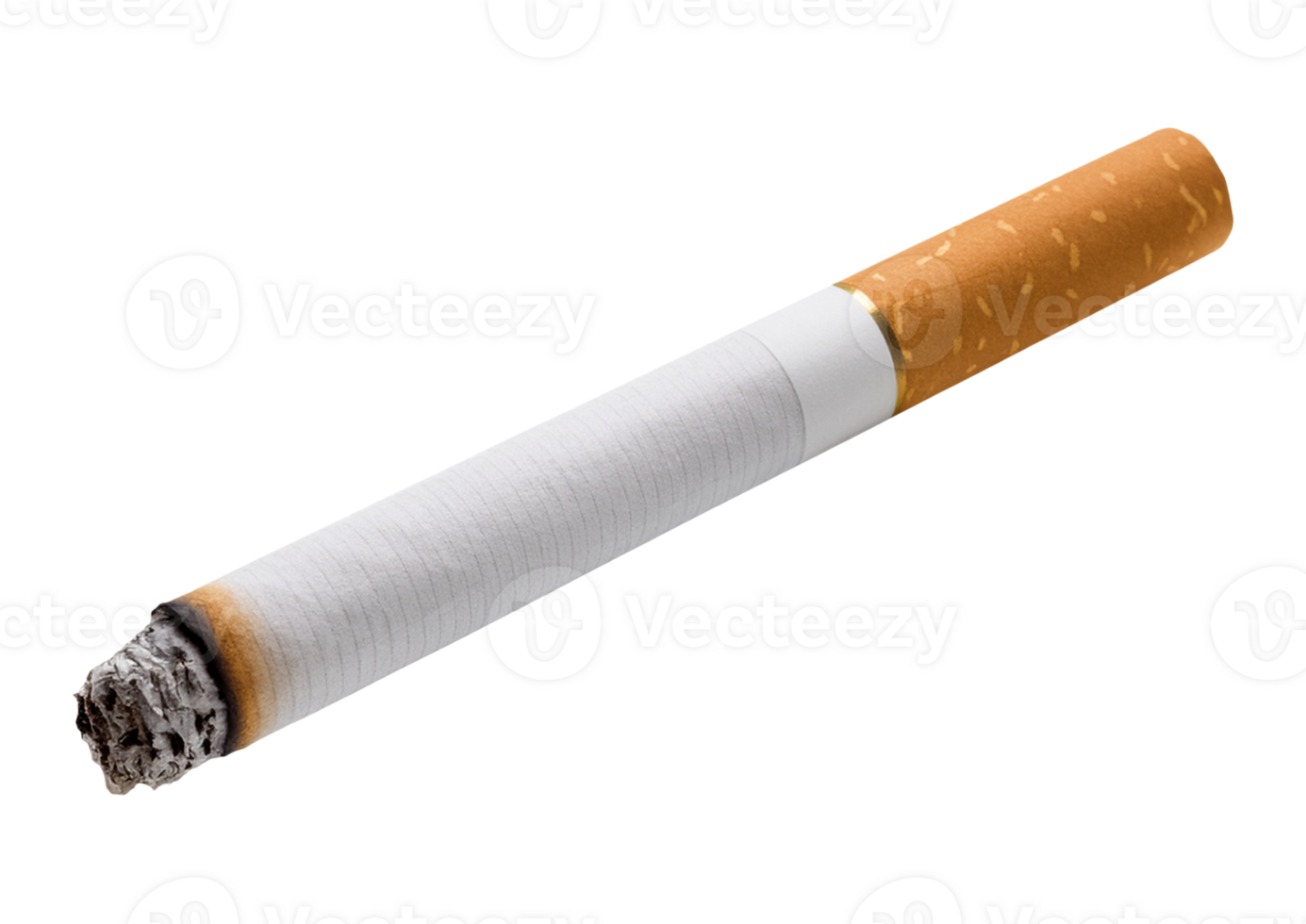 Cigarette with burning ash isolated on transparent background png