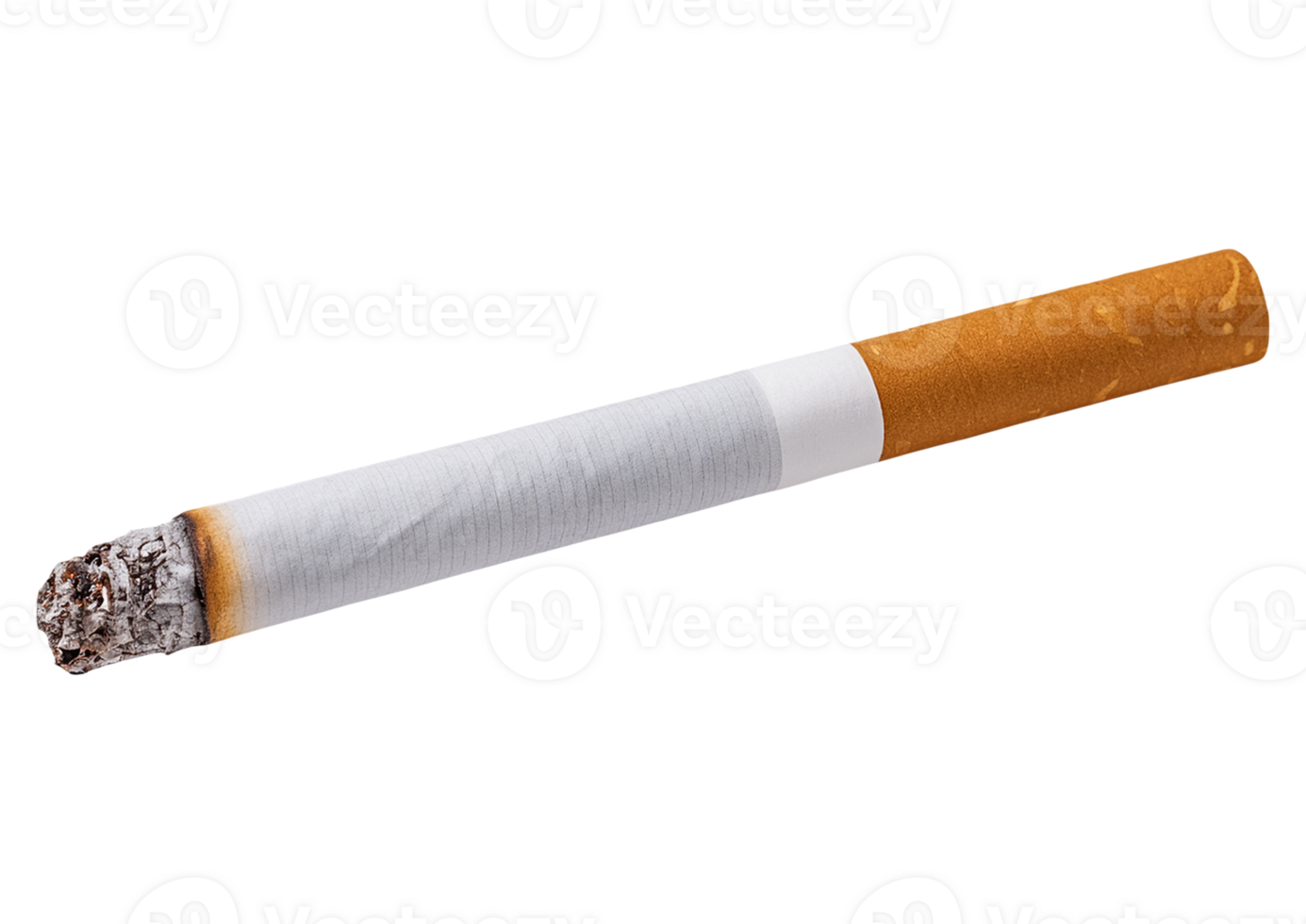 A lit cigarette with smoke and ash png