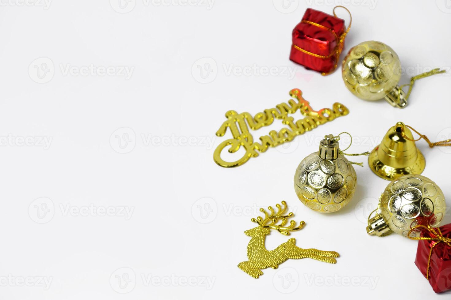 Minimalist white background with Christmas and New Year elements photo