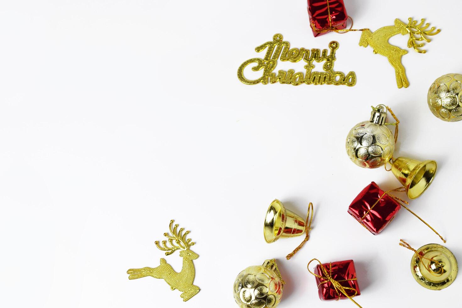 Festive white backdrop with Christmas and New Year ornaments photo