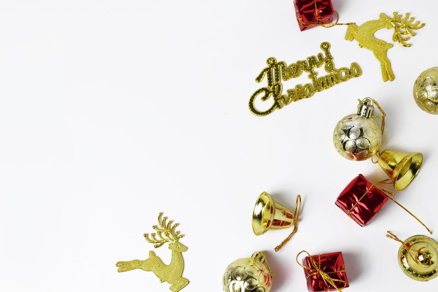 White Christmas and New Year celebration background with ornaments photo