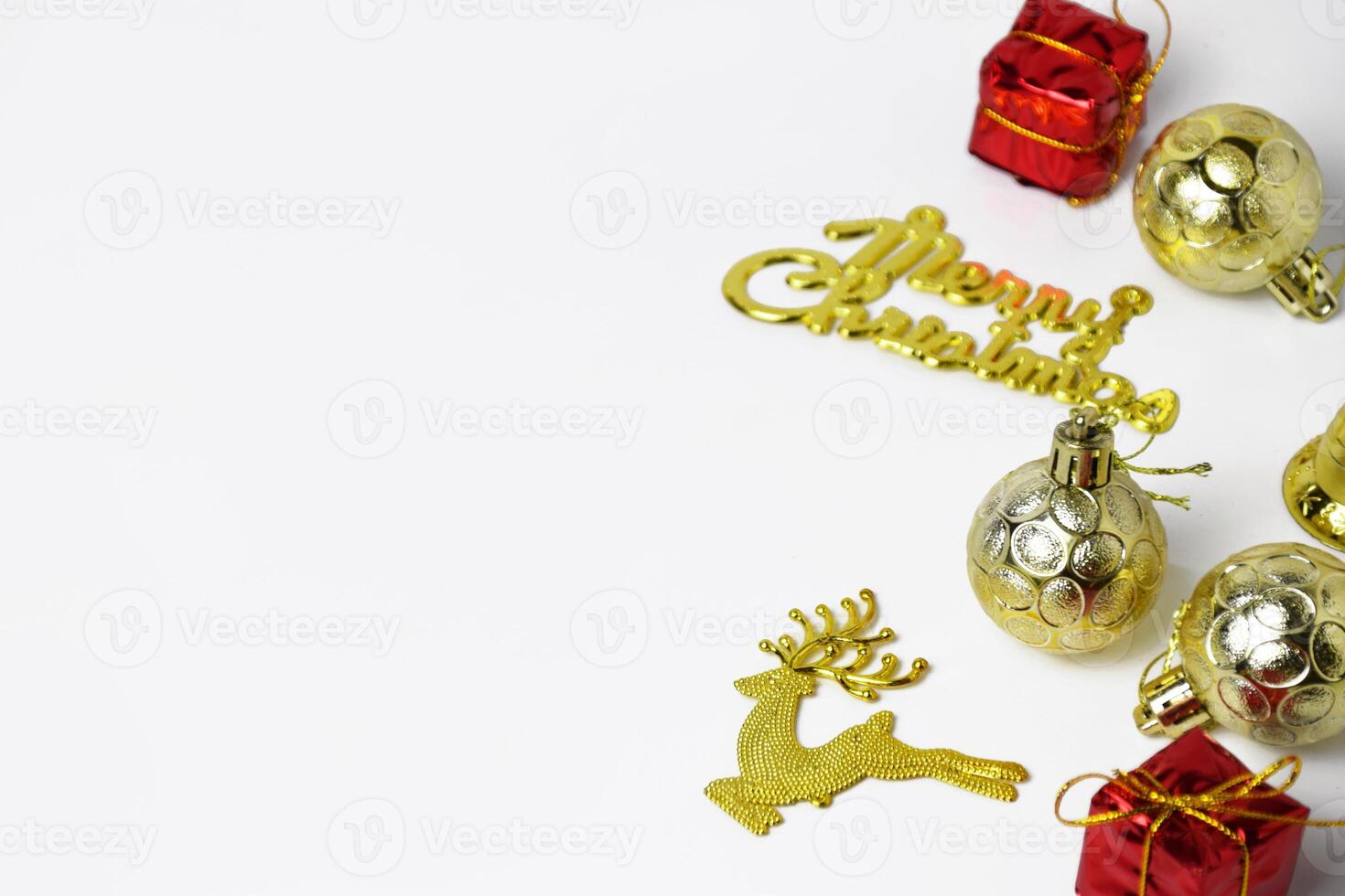 Merry White Christmas and New Year background with ornaments photo