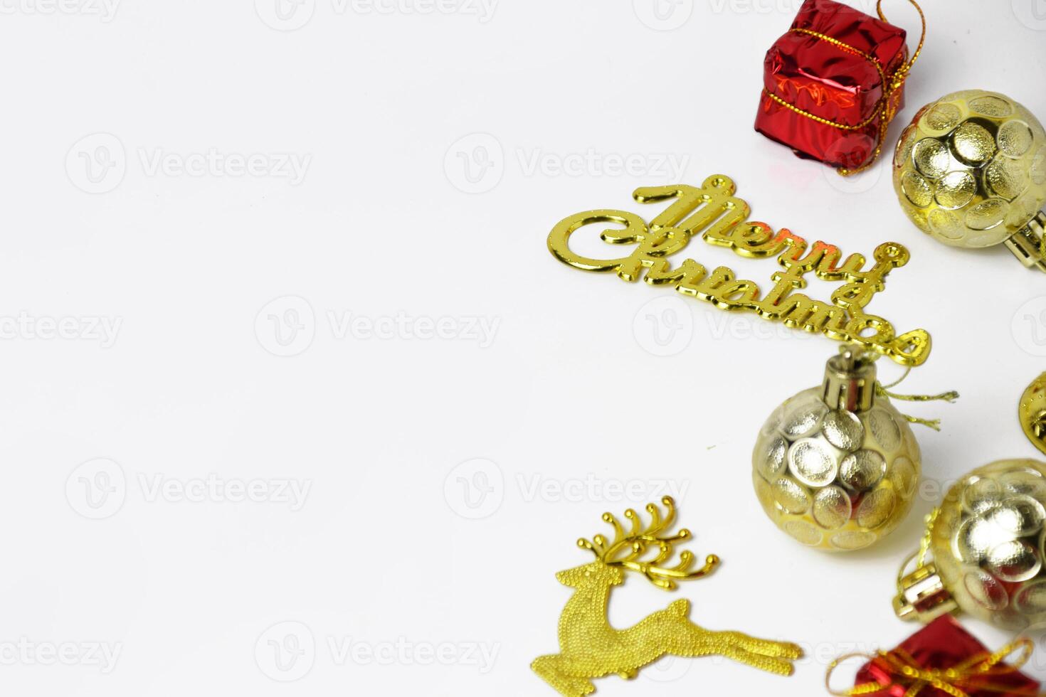 Elegant white holiday background with Christmas decorations photo