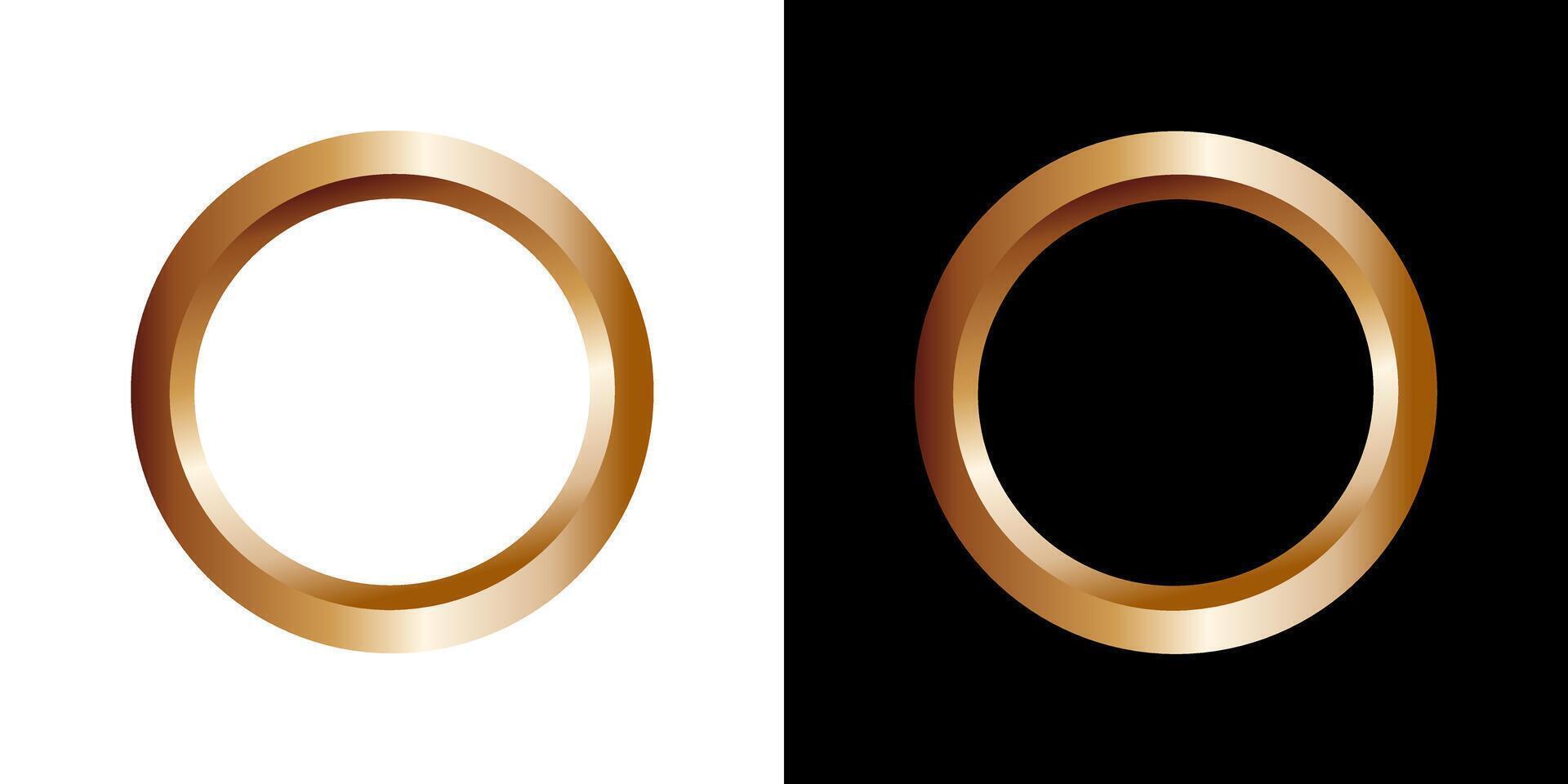 Gold ring design on black and white backgrounds. Collection of gold and silver rings. vector
