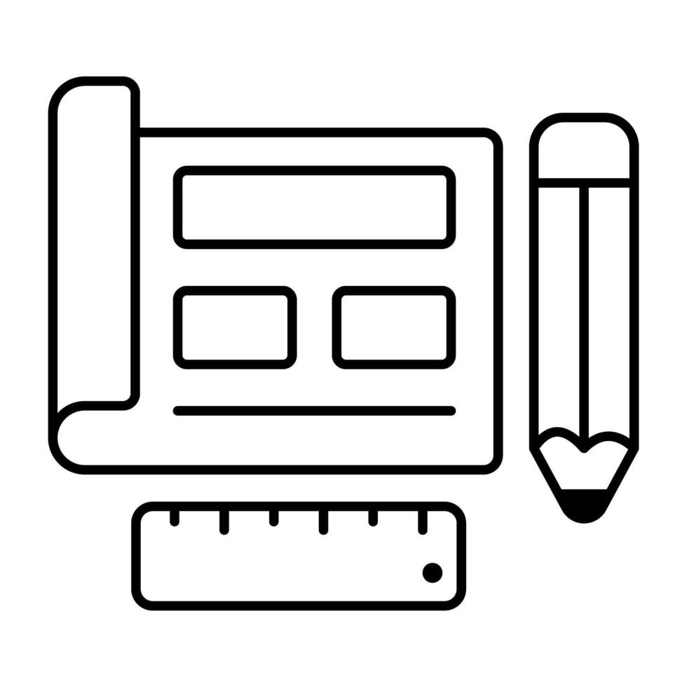 Trendy linear icon of page layout vector