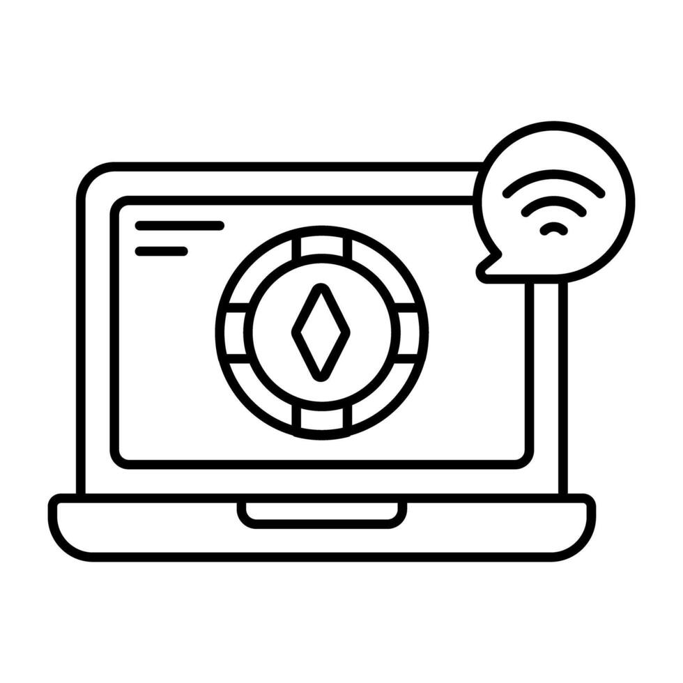 A Linear design icon of casino token vector