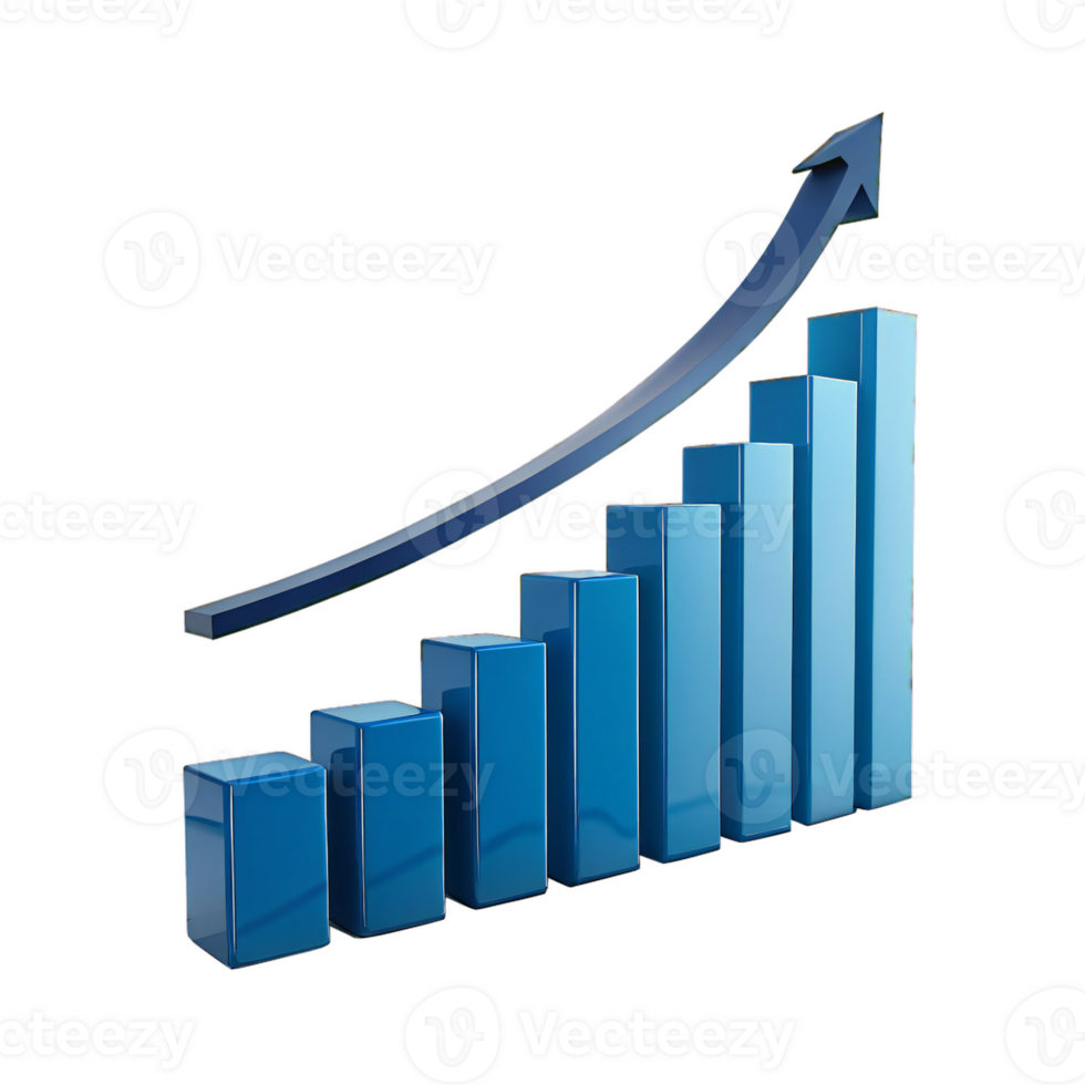 A graph showing a rising bar chart png