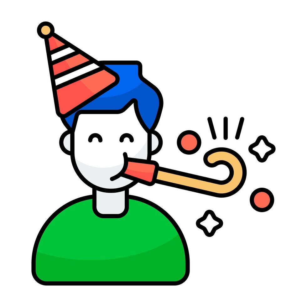 A flat design icon of party blower vector