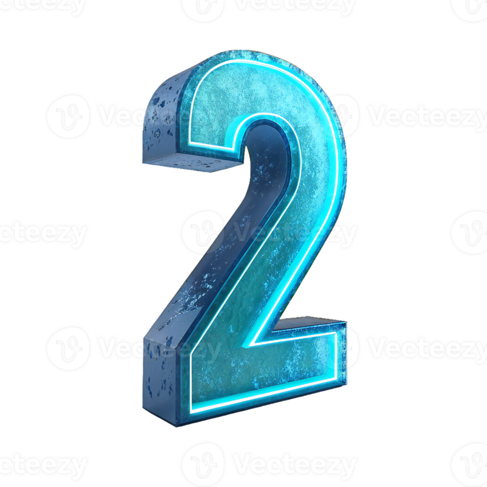 3d blue number 2 png
