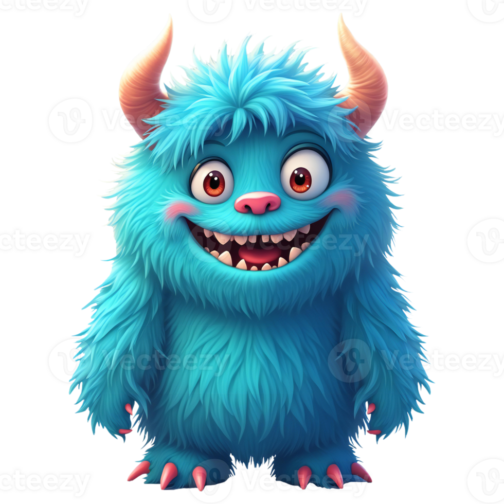 A blue monster with big teeth and big eyes png