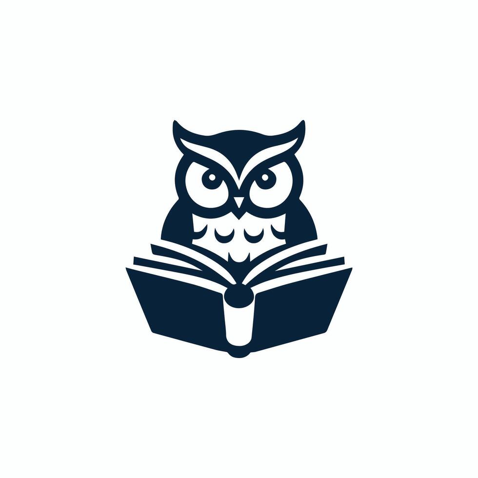 owl reading book icon illustration vector