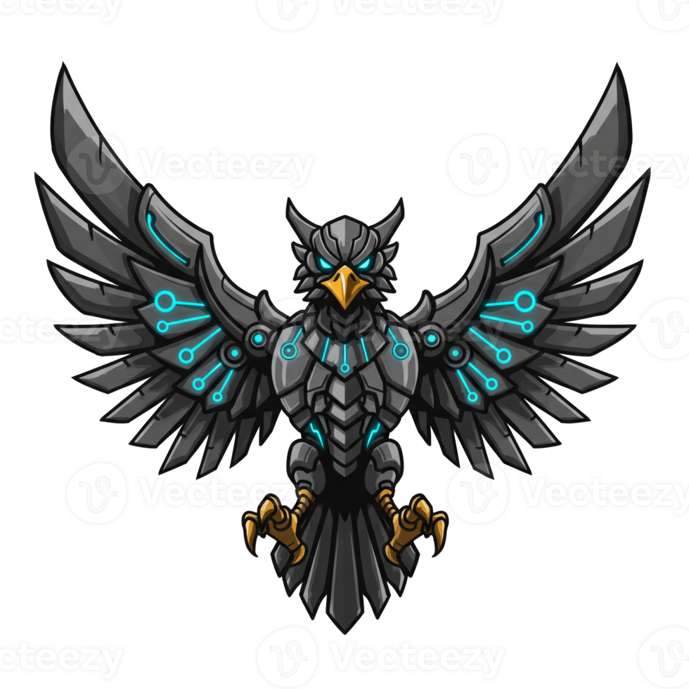 Cybernetic Eagle Futuristic Robotic Bird Mascot Logo Design png