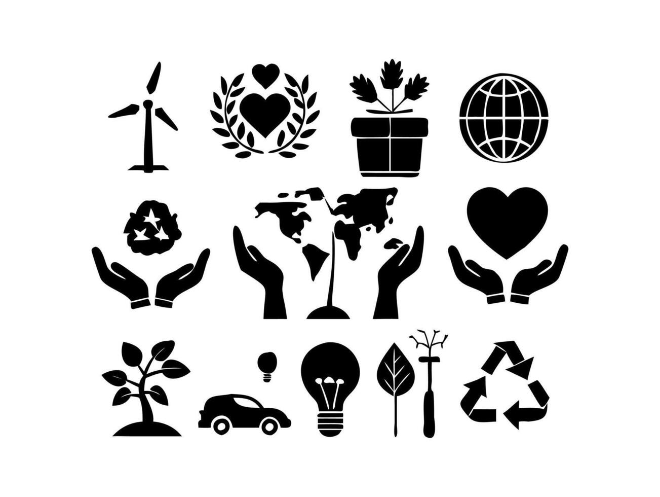 Eco-Friendly Icons Set for Sustainability Projects vector