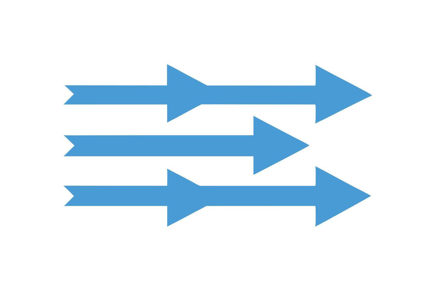 Blue Arrows Moving Forward Simple Design on White Background Flat vector