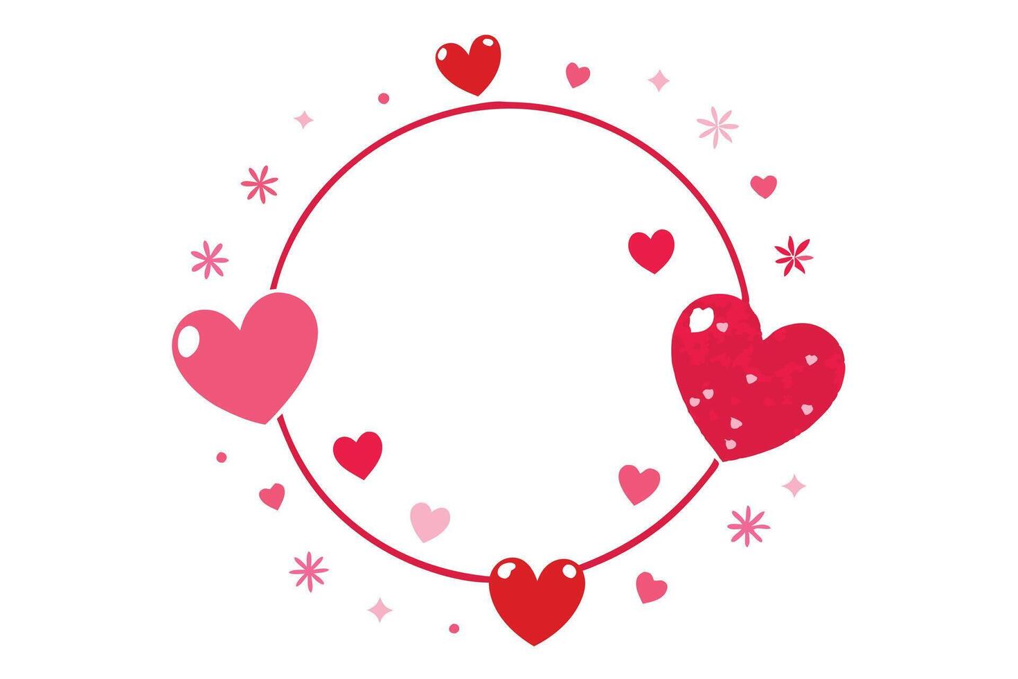 Heart and Flower Ring with Hearts and Stars on White Background Valentine's Art vector