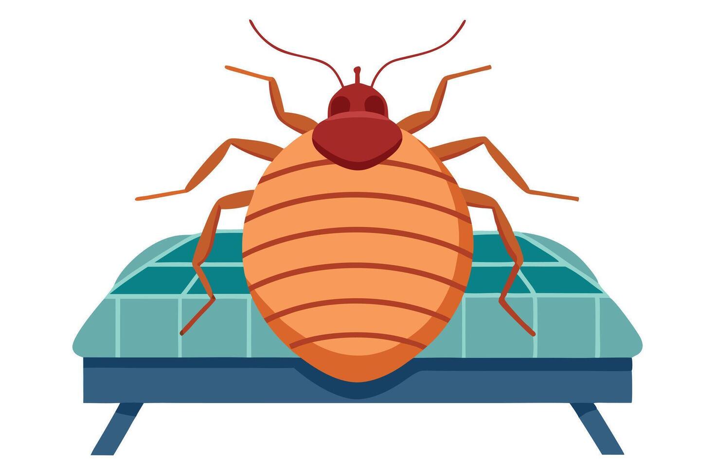 Bedbug Cartoon on Mattress with White Background vector