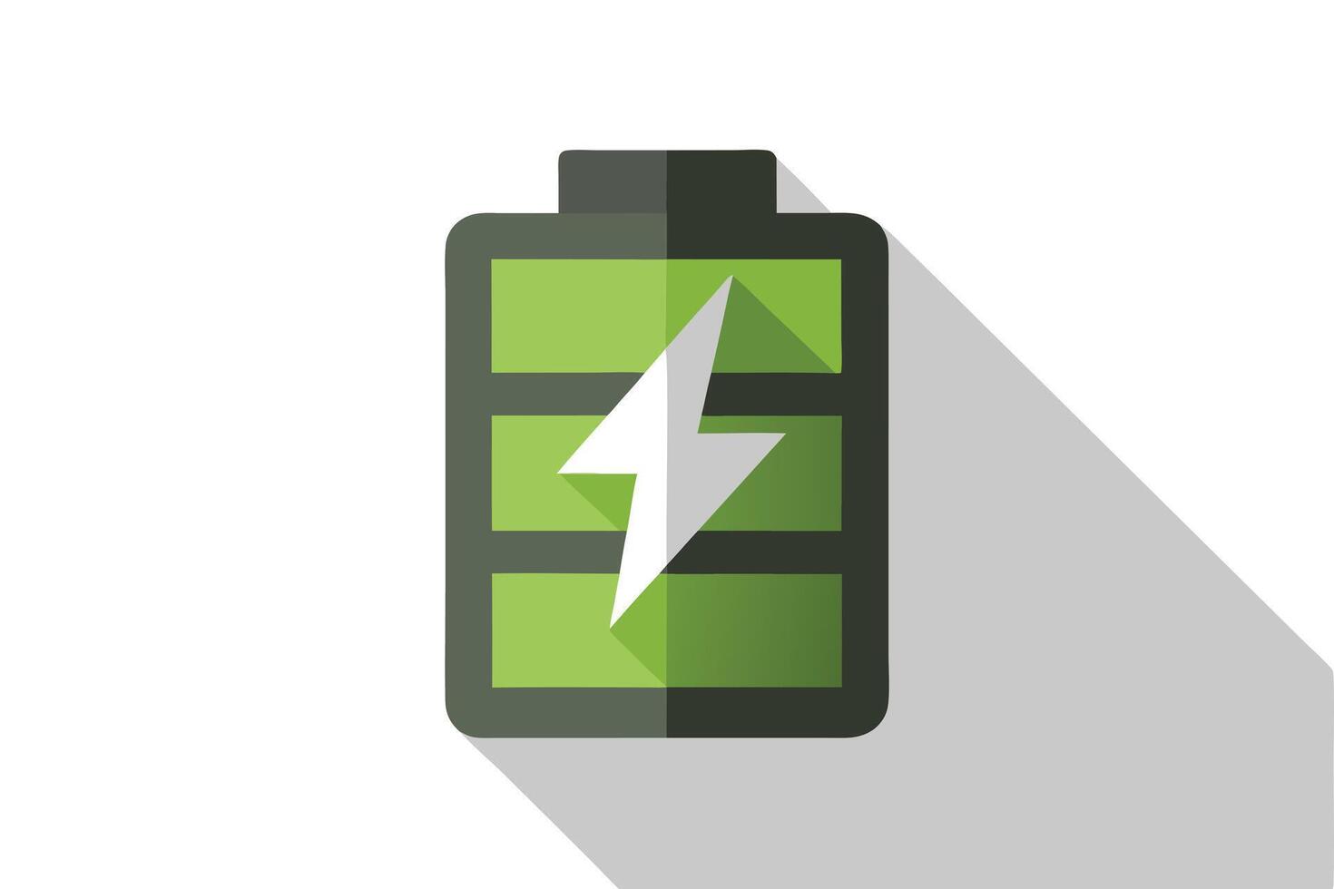Battery Full Charge Icon with Lightning Flat Design Isolated on White Background vector