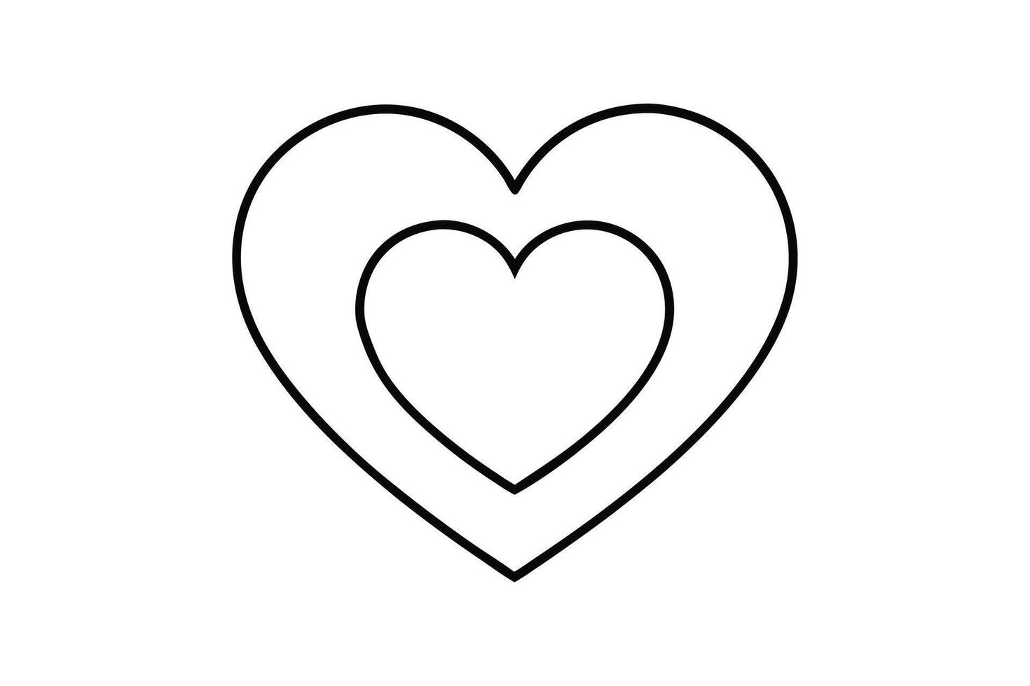 Nested Heart Shape Outline on White Background, Love Symbol Design vector