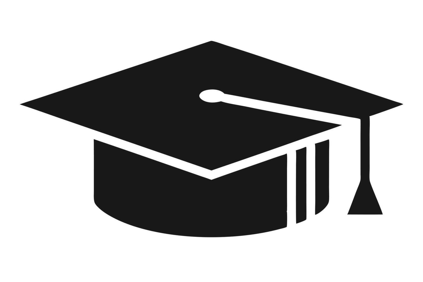 Graduation Hat Icon Square Academic Cap with Tassel in Black Silhouette vector
