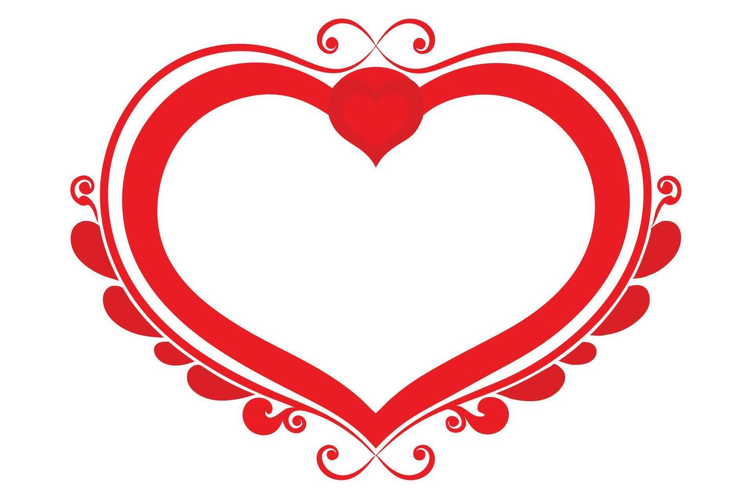 Heart Shaped with Red Ornate Border Details on a White Background vector